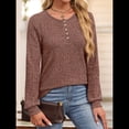 thumbnail image 4 of Suéter para Mujer, Camisetas Henley de Larga, Túnicas para Usar con Leggings, Suéteres de Cuello Redondo A . Marrón XXL, 4 of 8