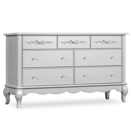 UPC: 0617629821291 | Evolur Aurora 7-Drawer Double Dresser Akoya Grey Pearl Spacious Drawers