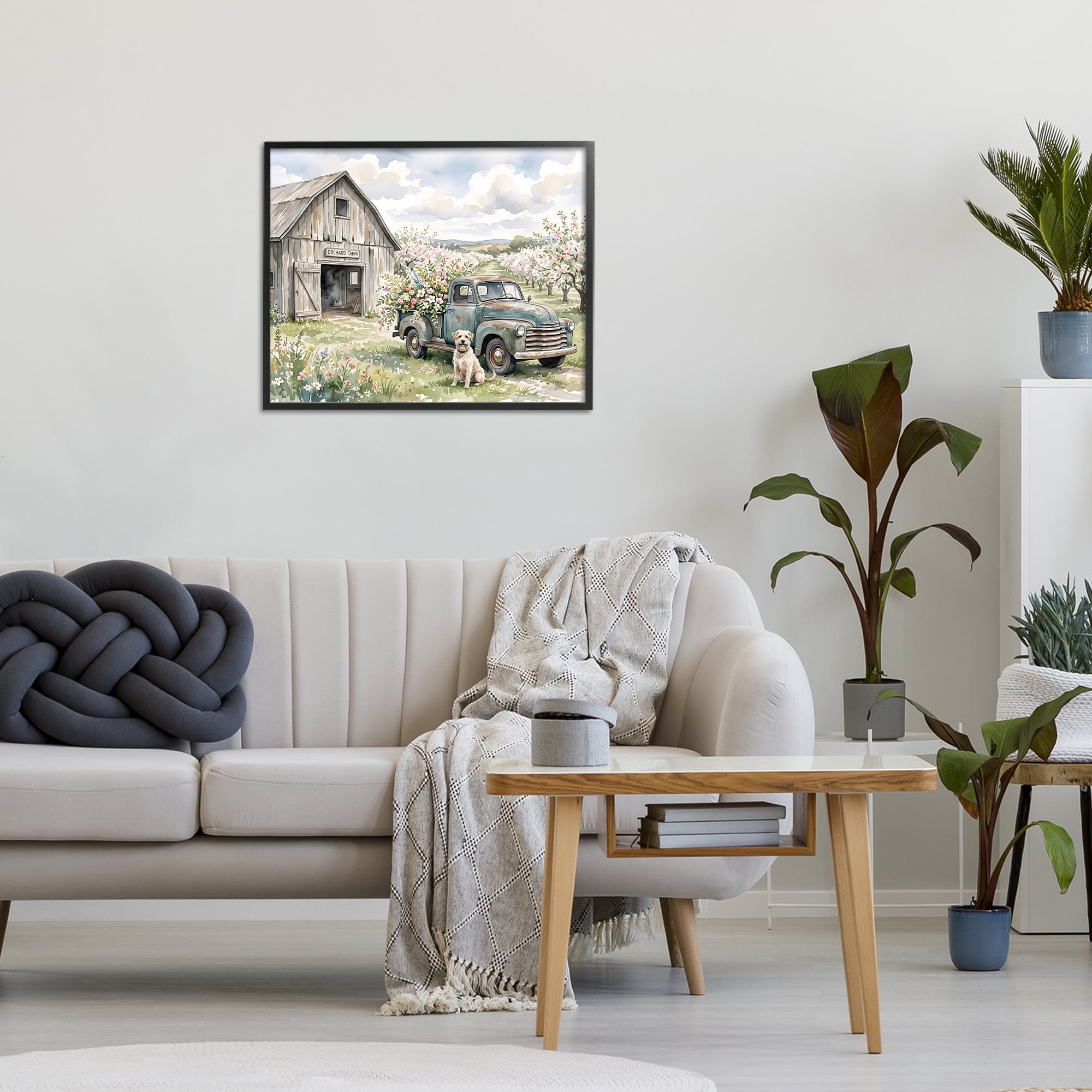 Stupell Industries Spring Orchard and Truck Black Framed Giclee Art, design by Tabz Jones