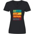 thumbnail image 3 of Inktastic Running Eat Sleep Triathlon Repeat Women's V-Neck T-Shirt, 3 of 5