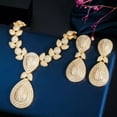 thumbnail image 6 of Yellow Gold Plated Drop Leaf Necklace Earring Set CZ Jewelry for Brides Wedding, 6 of 9