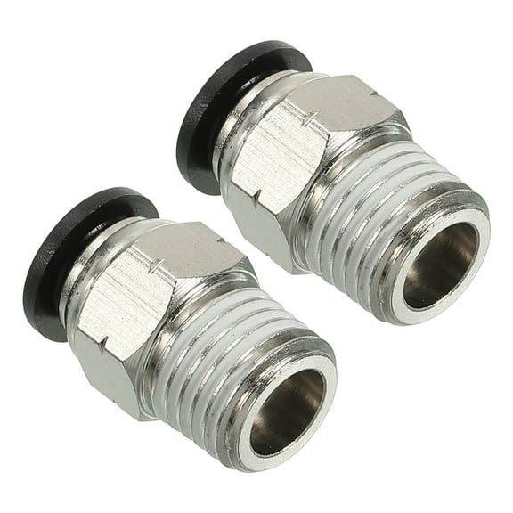 Uxcell 8mm x 1/4"NPT Male Thread Push to Connect Fittings Pneumatic Air line Quick Connect Fittings 2 Pack Silver
