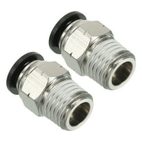 Uxcell 8mm x 1/4"NPT Male Thread Push to Connect Fittings Pneumatic Air line Quick Connect Fittings 2 Pack Silver