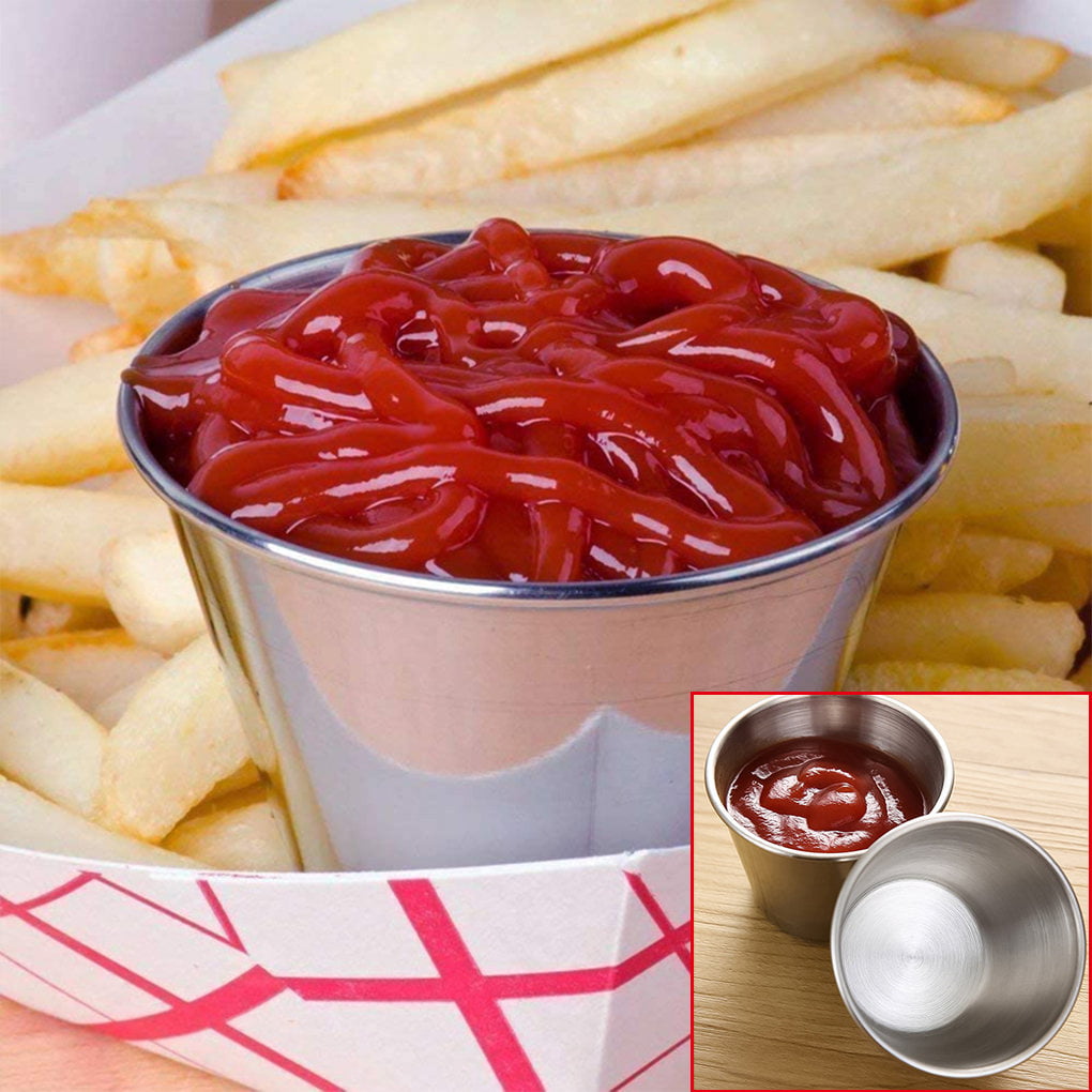 Reusable Small Condiment Cup Containers with Lids Stainless Steel Dipping  Sauce Cups Fits in Bento Box for Lunch Picnic Travel 