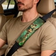 thumbnail image 5 of Xixirimido Breathable Car Seat Cover Set of 5 PU Leather Front Seats with Seat Belt & Console Covers Universal Fit Automotive Accessories, Giraffe Shamrock Green, 5 of 8