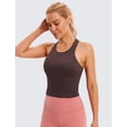 thumbnail image 2 of Top CRZ YOGA sin costuras, acanalado, cuello alto, corto, color topo, XX-S, 2 of 6