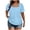 Blue, variant on Women Puff Sleeve Square Neck Short Sleeve Solid Basic Casual Vacation Beach Loose Tops Blouse Plus Size Top, Blue XXL