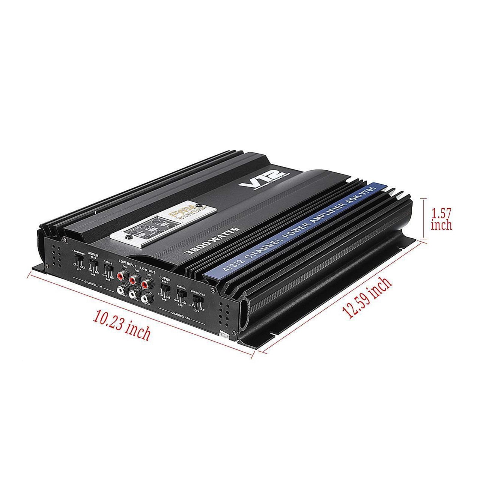 3800W RMS 4 Channel 12V Amplifier Audio Car Audio Stereo Amplifier Amp Speaker Metal Car Amplifier Car Subwoofer ,Wide Application