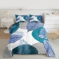 thumbnail image 2 of Homewish Blue Tree Leaves 3 Pieces Queen Comforter Set For Female Men Adults,Abstract Geometric Stripes Ultra Soft Bedding Sets,Botanical Plants Bedding Comforter Set,Bling Glitter Bedroom Decor, 2 of 8