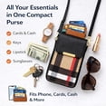 thumbnail image 5 of Women’s Crossbody Phone Purse Plaid Small Bag Vegan Leather Touchscreen Wallet Black, 5 of 5