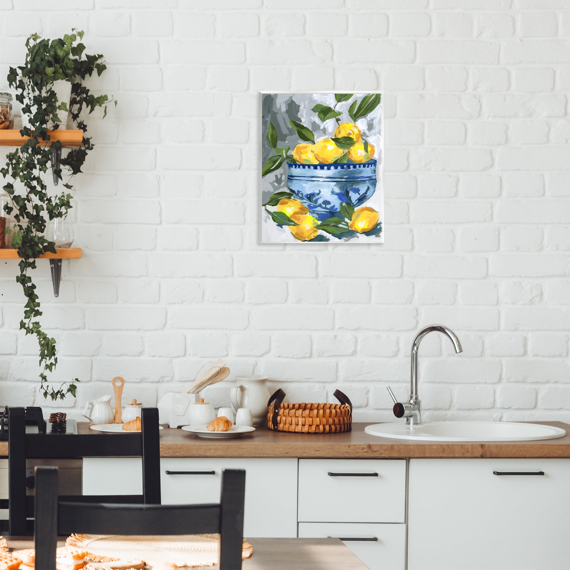 Stupell Industries Indigo & Lemon Bowl Wall Plaque Art, design by Melissa Wang