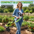 thumbnail image 6 of Yacona Cordless Garden Tiller Cultivator, 400RPM Electric Tiller for Gardening, Battery Powered Rototiller, with 2 x 3.0Ah Batteries, Green, 6 of 8