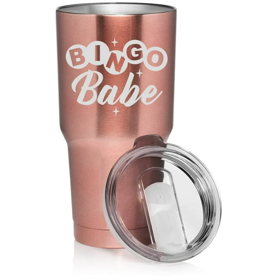 30 oz Tumbler Stainless Steel Vacuum Insulated Travel Mug Cup Bingo Babe (Rose Gold)