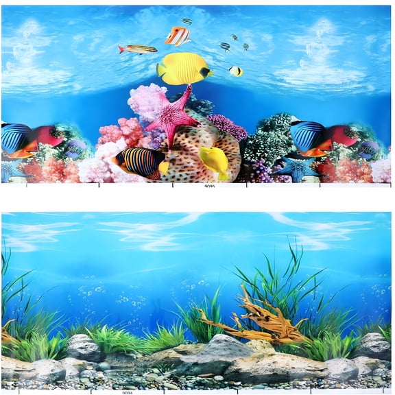 ACDANC 3D Aquarium Background Sticker, Self-Adhesive Fish Tank Wallpaper, Underwater Backdrop