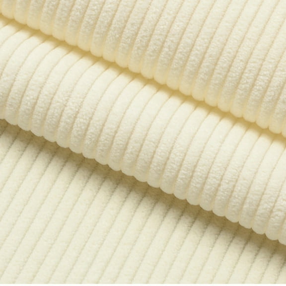 Yoetaun Durability Corduroy Fabric Solid Color Stripe Handmade Making Fabric Clothing for Furniture and Projects Cream