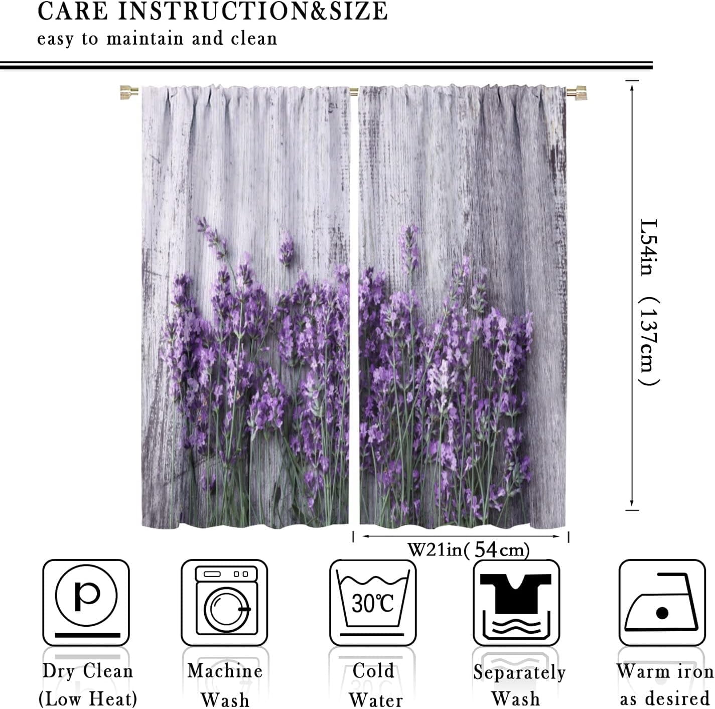 Lavender Floral Curtains, Lavender Flower Purple Window Treatments for Living Room Girls Woman Room Decor, Luxurious Elegant Purple Drapes 2 Panels, 42x54 Inch