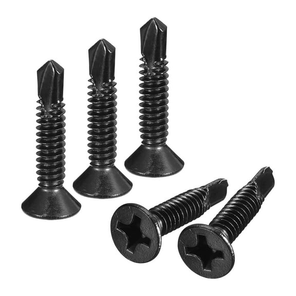 #12 x 1" Sheet Metal Screws, 50 Pack 410 Stainless Steel Flat Head Screws