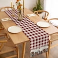 thumbnail image 3 of Farmhouse Table Runner - 90 Inch Long, Kitchen Dining Table Runner Dresser Scarves, American Country Star Barn Red Brown Plaid Berry Farmhouse Decor for Coffee Tables Wedding Party Banquet, 3 of 8
