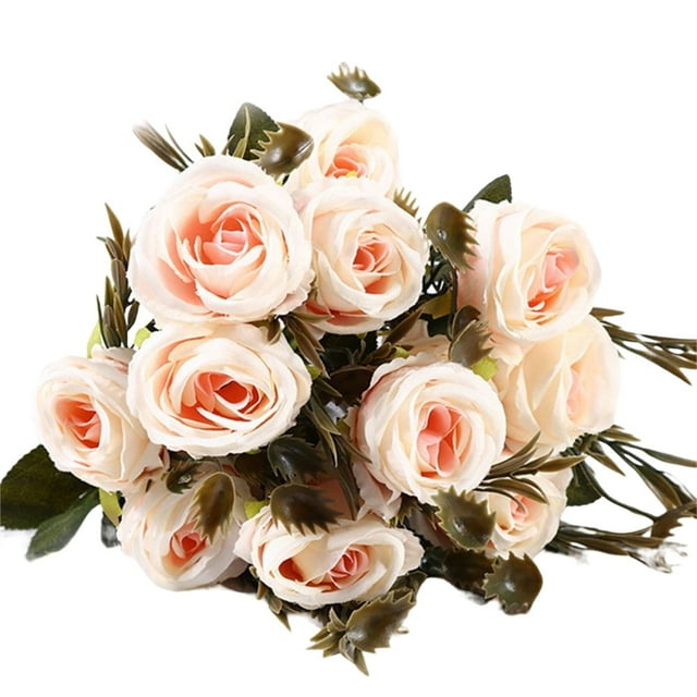 Artificial Rose 6pcs Open Flower Realistic Blossom Roses Bouquets for DIY Fall Wedding Centerpieces - Orange