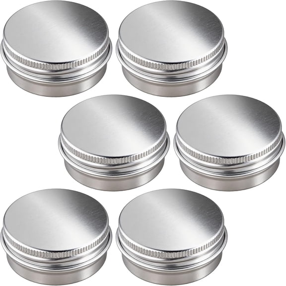 BPPEG 6 Packs 0.5 Ounce Aluminum Tins with Lids, Leakproof Round Sealed Salve Tins, Storage Cans Candle Jars Lip Balm Tin for Cream Coins DIY Cosmetics - Silver