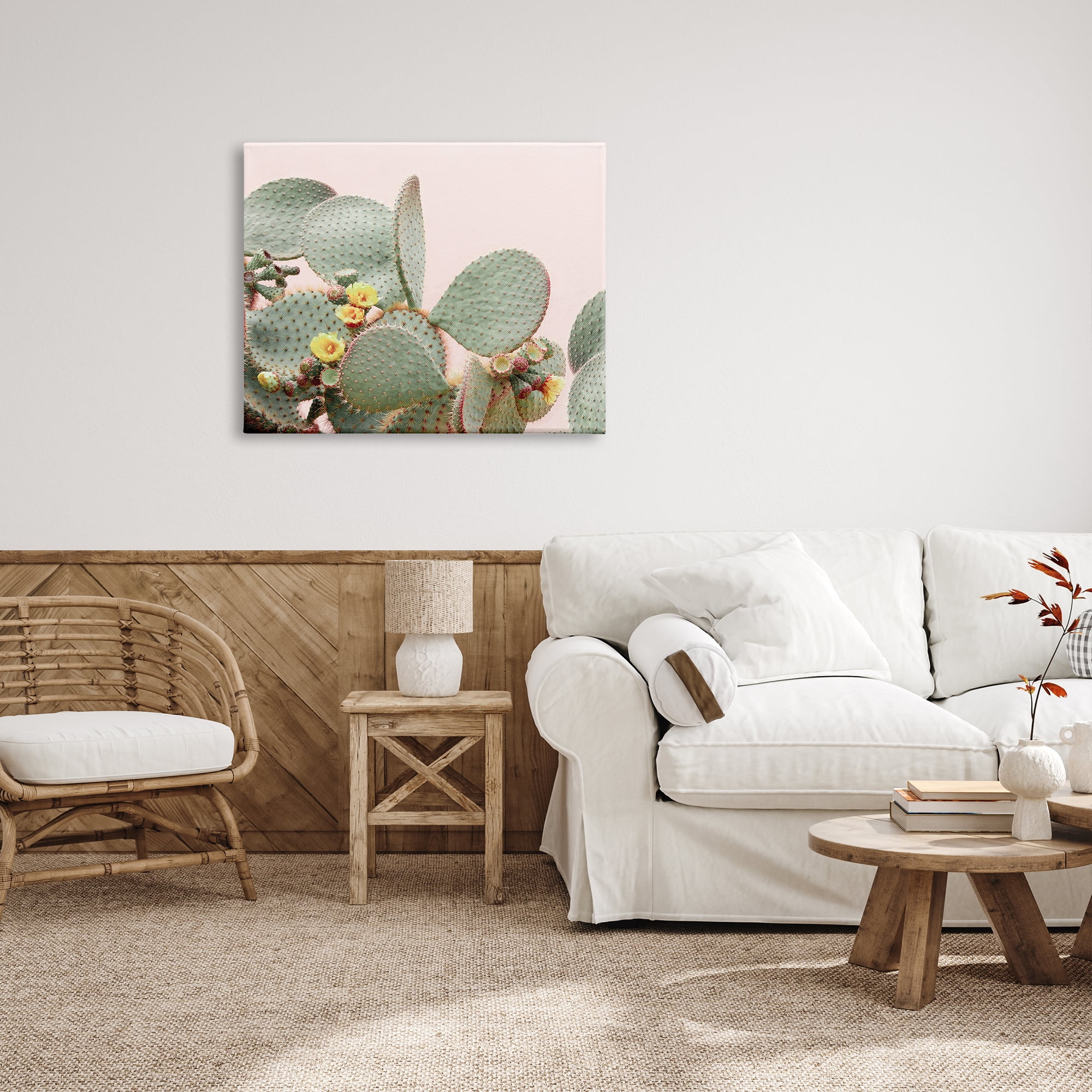 Stupell Industries Cactus Flowers on Pink Botanical & Floral Photography Gallery Wrapped Canvas Print Wall Art, 40 x 30