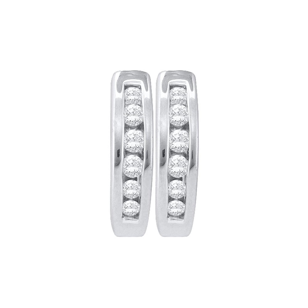 diamond huggie hoop earrings white gold