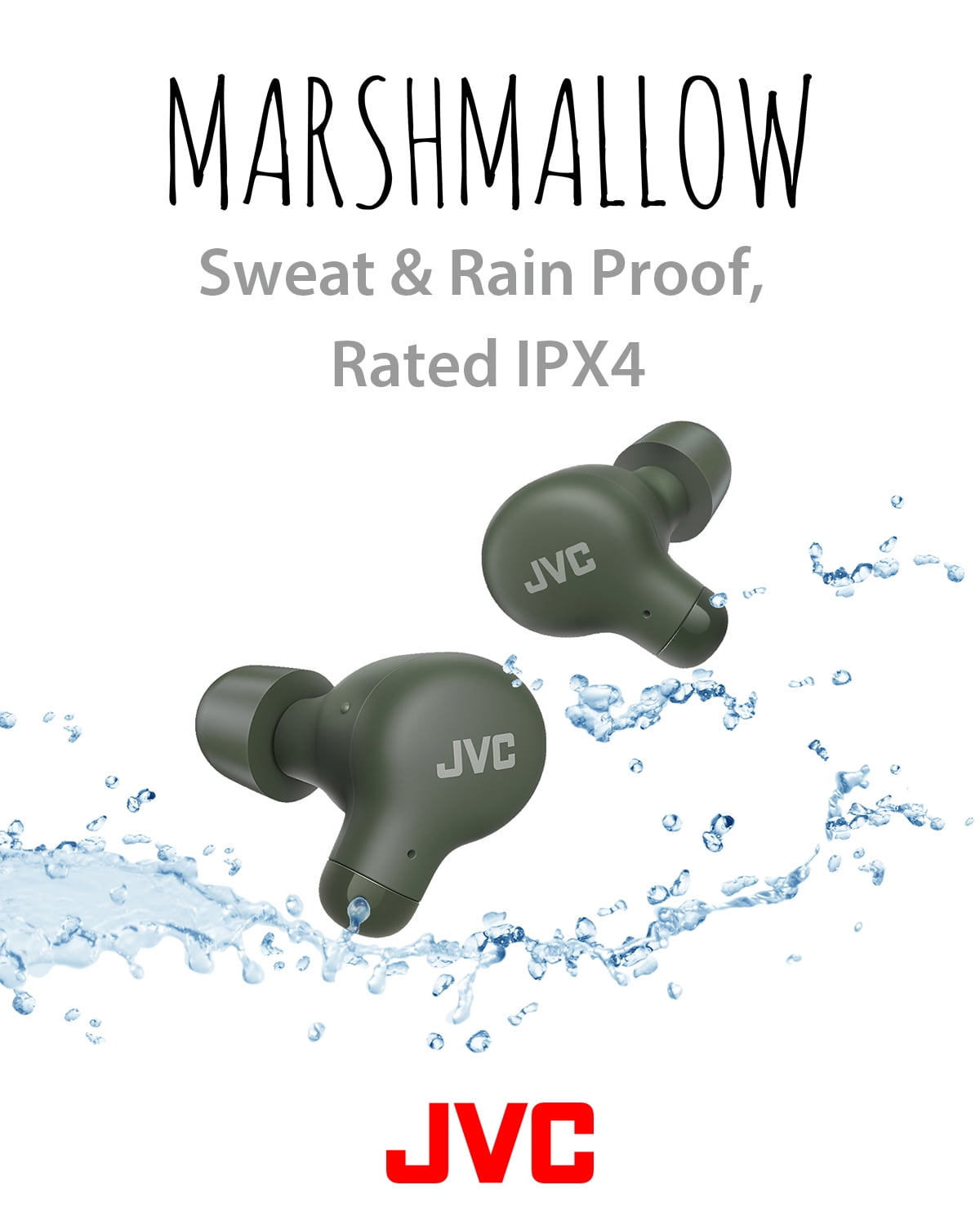 JVC New Marshmallow True Wireless Earbuds with Memory Foam Earpieces, Green