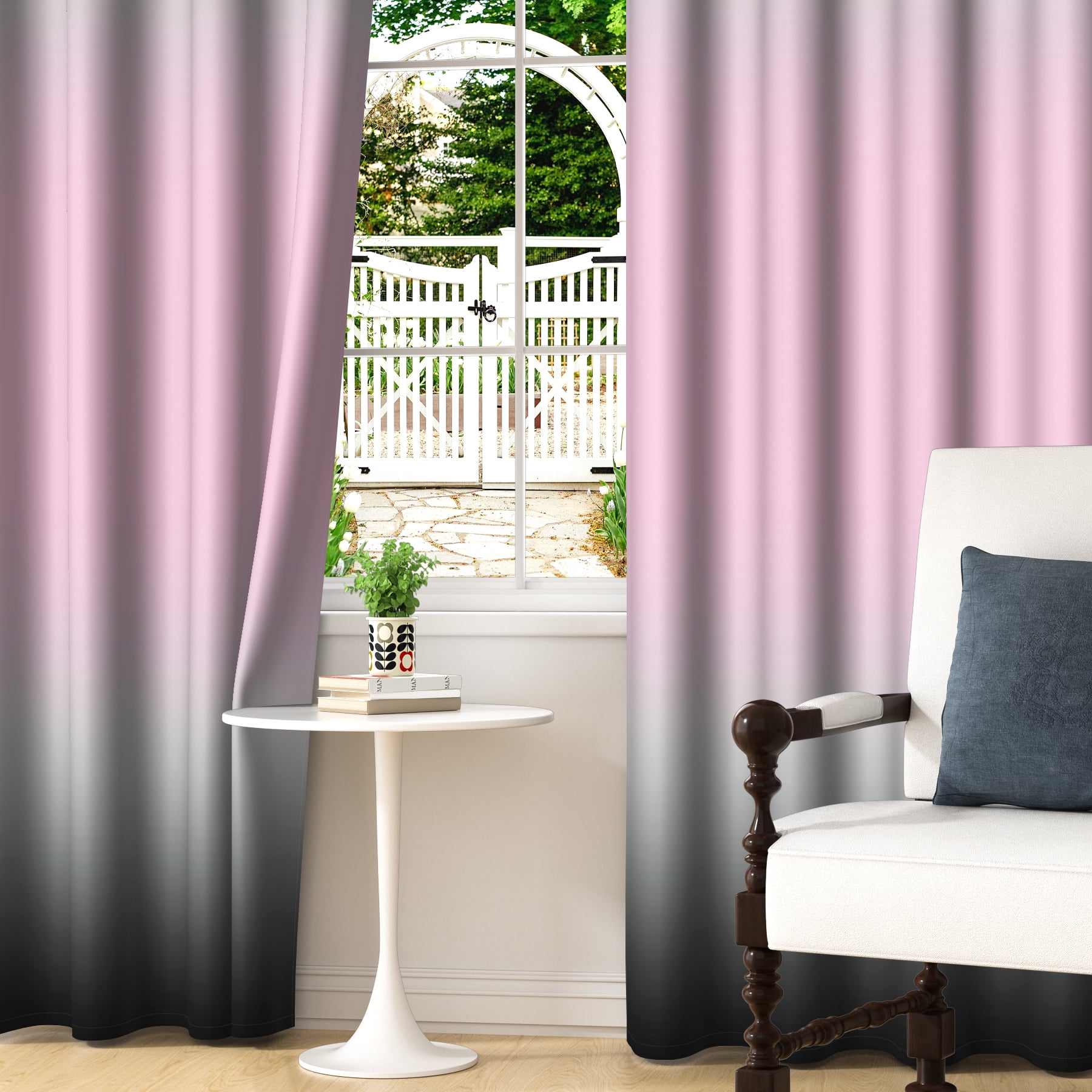 Lfeey Baby Pink Black Blackout Curtains 84 Inch Long 2 Panels, Bedroom/Living Room Insulated Light Blocking Decorative Drapes