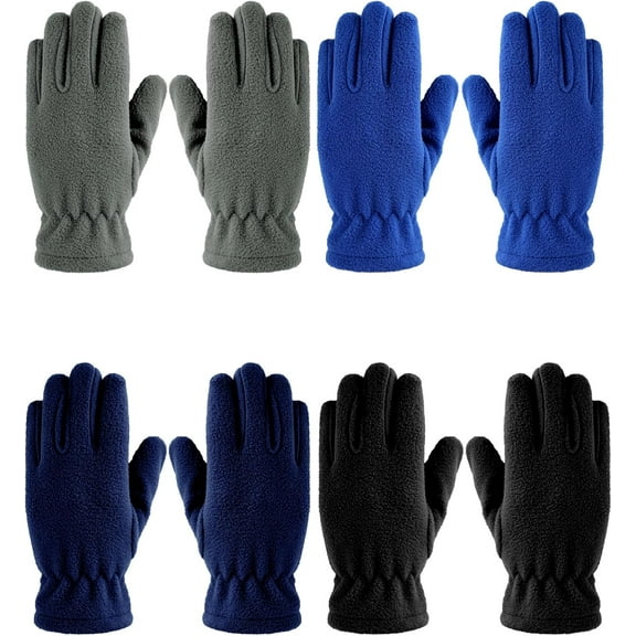 4 Pairs Kids Polar Fleece Gloves Full Fingers Warm Mitten Soft Winter Gloves Favor for Boys Girls Children Outdoor Activities