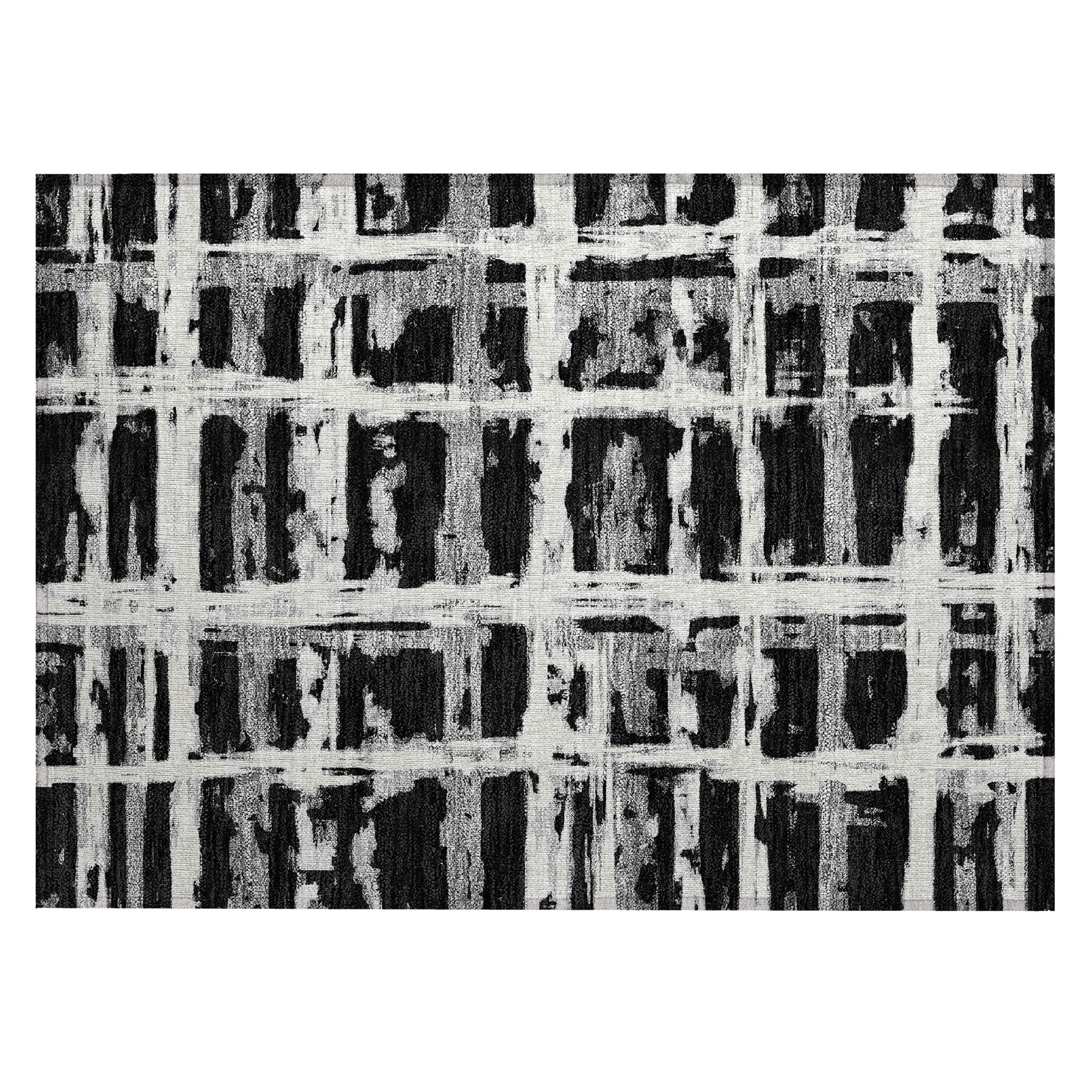 Addison Rugs Chantille Indoor/Outdoor Transitional Stripes Black Washable Rectangle Rug, 1'8" x 2'6"