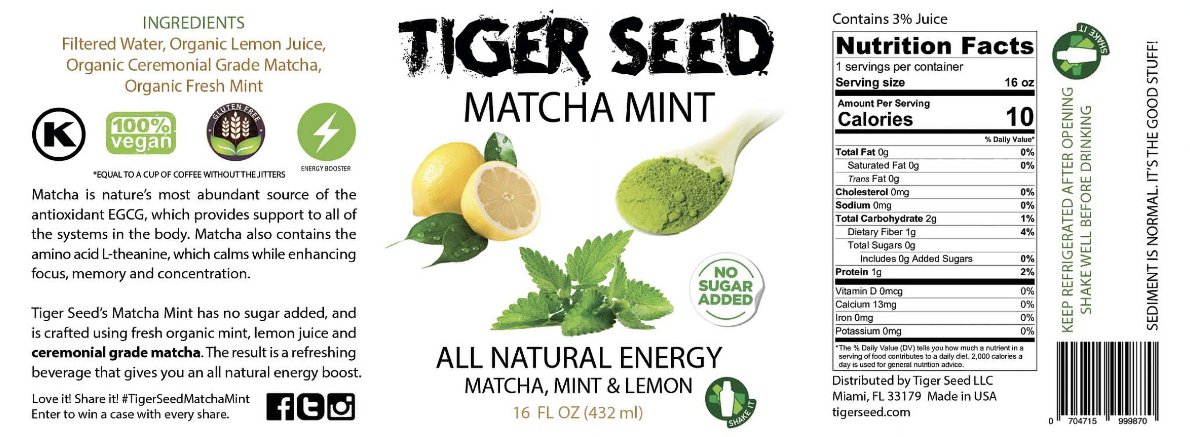 Tiger Seed Organic Matcha Mint 16 oz