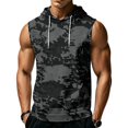 thumbnail image 2 of Mens Sleeveless Hoodie Camouflage Pattern Drawstring Hooded Vest with Kangaroo Pocket Relaxed Fit Sportswear Top, 2 of 7