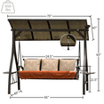 thumbnail image 7 of Domi Outdoor Living Patio Porch Swing 3 Person Adjustable Canopy w/Solar LED Light,Sunbrella Cushion, 7 of 7