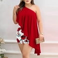 thumbnail image 2 of IROINNID Deals Cocktail Dress for Women Wedding Guest Sexy Elegant Off Shoulder Short Sleeve Wedding Printed Wrap Bodycon Ruffle Summer Dresses Cocktail Dress,Red, 2 of 5