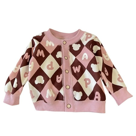 

Toddler Coats Outdoor Jackets Baby Girls Clothes Cute Cardigan Long Sleeve Button Up Plaid Knit Cardigan Crewneck Casual Sweater Windbreakers For Kids Children s Outfits 6 Years-7 Years