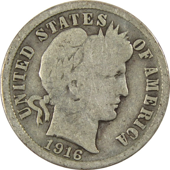 1916 Barber Dime G Good Silver 10c Coin