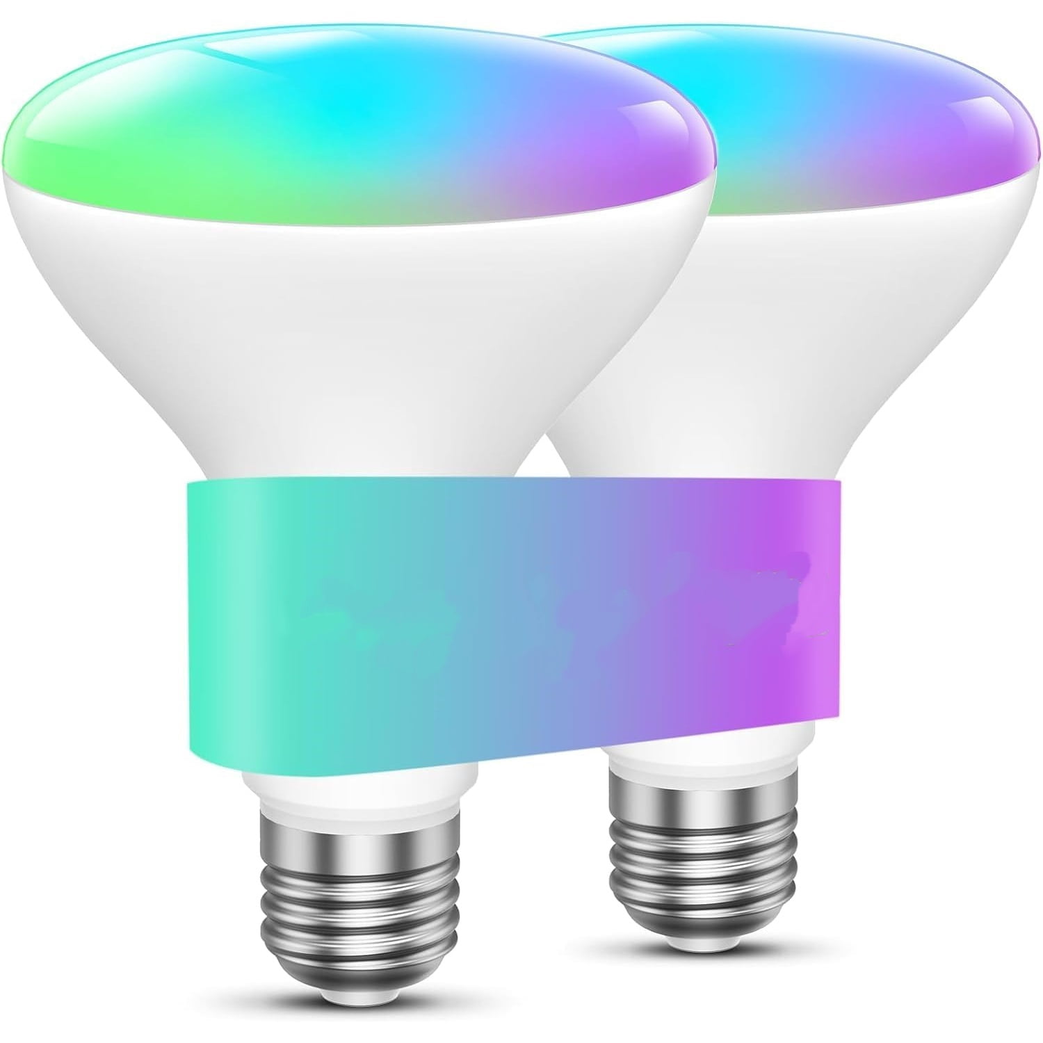 Smart Light Bulbs, 1200 Lumens Dimmable BR30 Bulbs, RGBWW Color Changing Light Bulb, Flood Light Bulbs Work with Alexa, Google Assistant, WiFi & Bluetooth LED Bulbs, Music Sync, 2 Pack