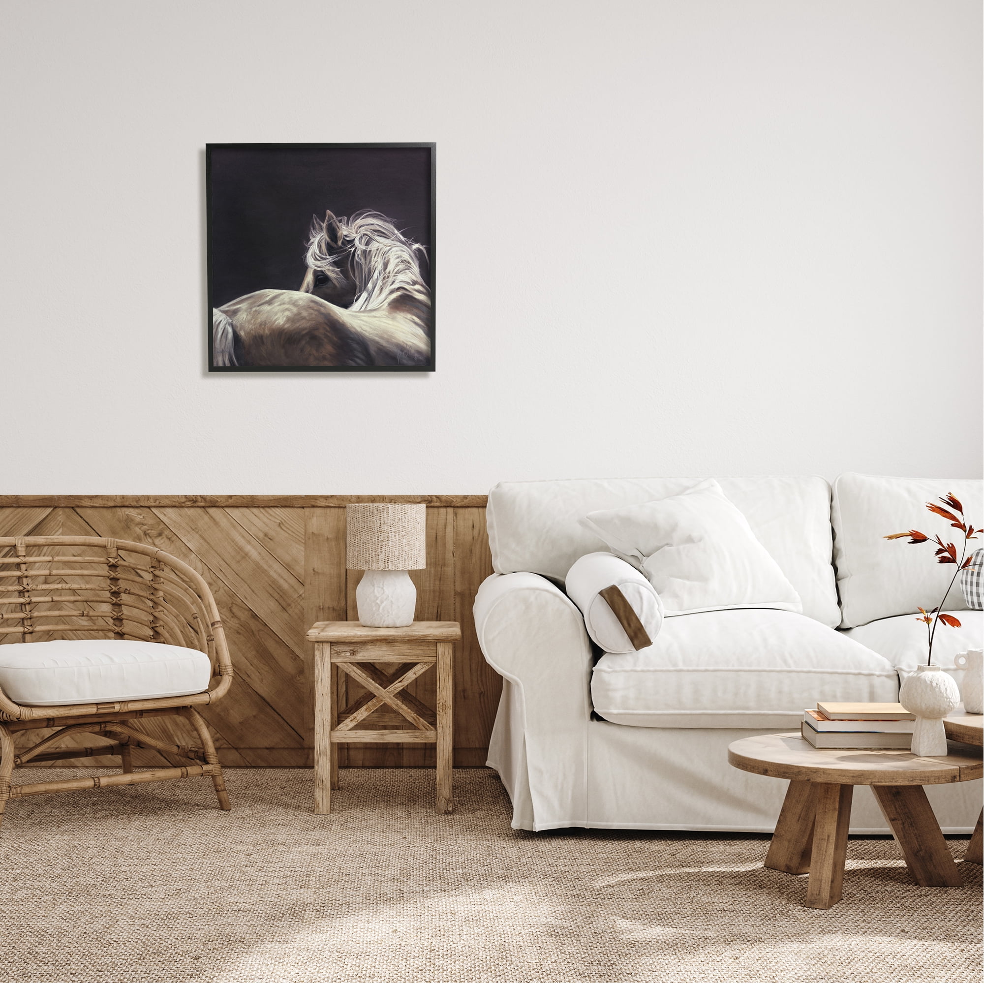 Stupell Industries Double Take Horse Portrait Animals & Insects Painting Black Framed Art Print Wall Art, 24 x 24
