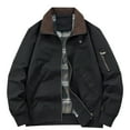 thumbnail image 2 of BLTIBY Mens Bomber Jacket Oversized Zip Up Solid Color Coat Fashion Lightweight Casual Outerwear with Pockets Black 3XL, 2 of 5