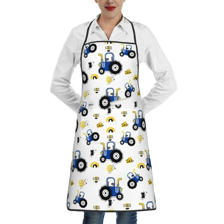 

Lukts Tractor And Vehicle Pattern Kitchen Apron Waterdrop Resistant Apron with adjustable Aprons for Women and Men with Pockets Cooking Apron