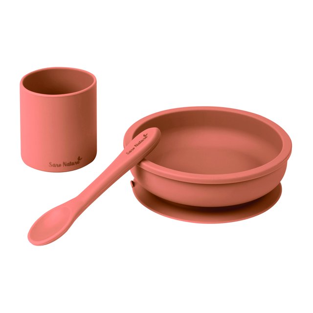Set de alimentación SARO Nordic Party de silicona de 3 piezas, color cobre