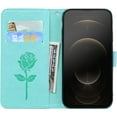 thumbnail image 4 of Phone Case for iPhone 13,Rose Flower Luxury Flip Leather Cover with Card Holder Credit Cards Slot Cash Pockets [Wrist Strap][Kickstand] Wallet Case for iPhone 13 RS Green, 4 of 14