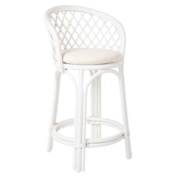 Rattan Criss-Cross Counter Stool, White
