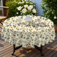 thumbnail image 4 of Yellow Pioneer Flower Pattern Round Tablecloth 60"x60", Wrinkle Resistant Wipeable Table Cover for Kitchen Dining Room Picnic Patio and Party, 4 of 6