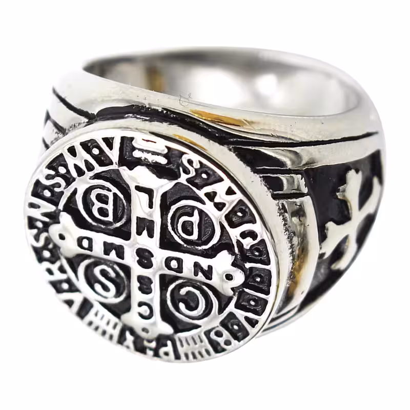 thumbnail image 2 of Anillo de Cruz Punk de oro y plata, anillo de Cruz Punk, plata, tamaño 10, 2 of 5
