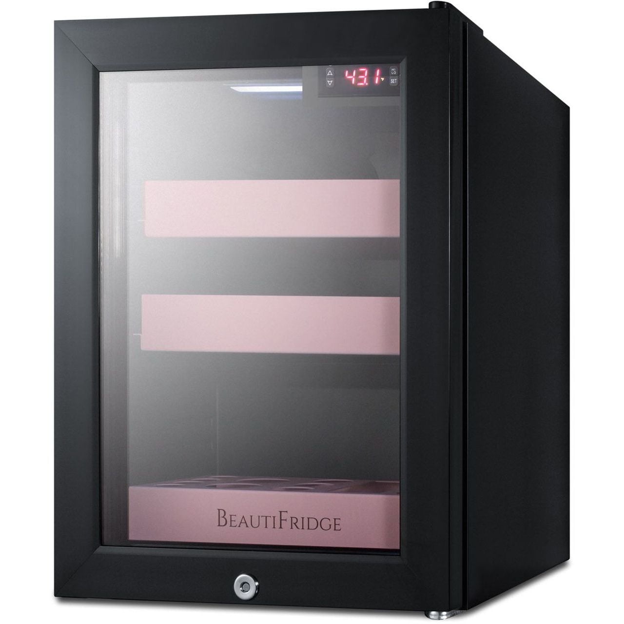 Summit LX114LP BeautiFridge Cosmetics Refrigerator Glass/Pink