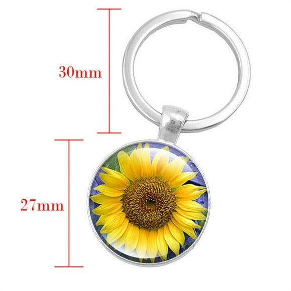 TopLLC Keychains Sunflower Metal Key Europe And The United States Selling Glass Key chain