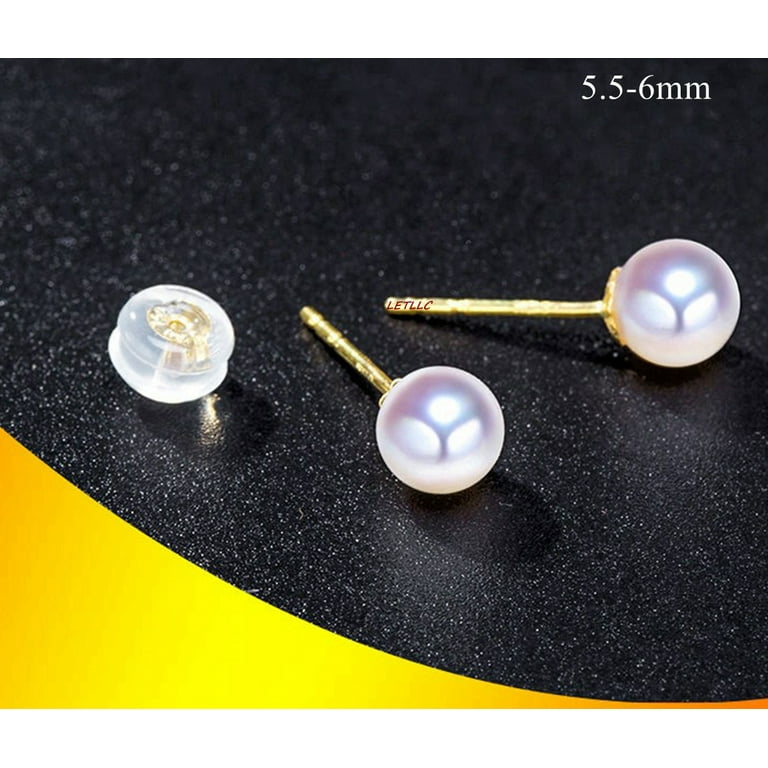 イヤリング Mini Pearl Earring in 18 carat gold and akoya pearls Japanese Akoya Pearl ear stud earrings 18K Solid Gold 5.6
