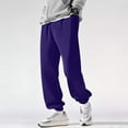 thumbnail image 2 of PUYAHG Casual Mens Pants Elastic Waist Long Joggers Soft Warm Winter Loose Fit Outdoor Sports Sweatpants Regular Trousers Purple,3XL, 2 of 4