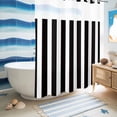 thumbnail image 5 of No Hook Shower Curtain, Black Striped Shower Curtains for Bathroom with See Through Top Window, Modern Farmhouse Black White Stripes Waterproof & Washable Bath Curtain 60"x72", 5 of 9